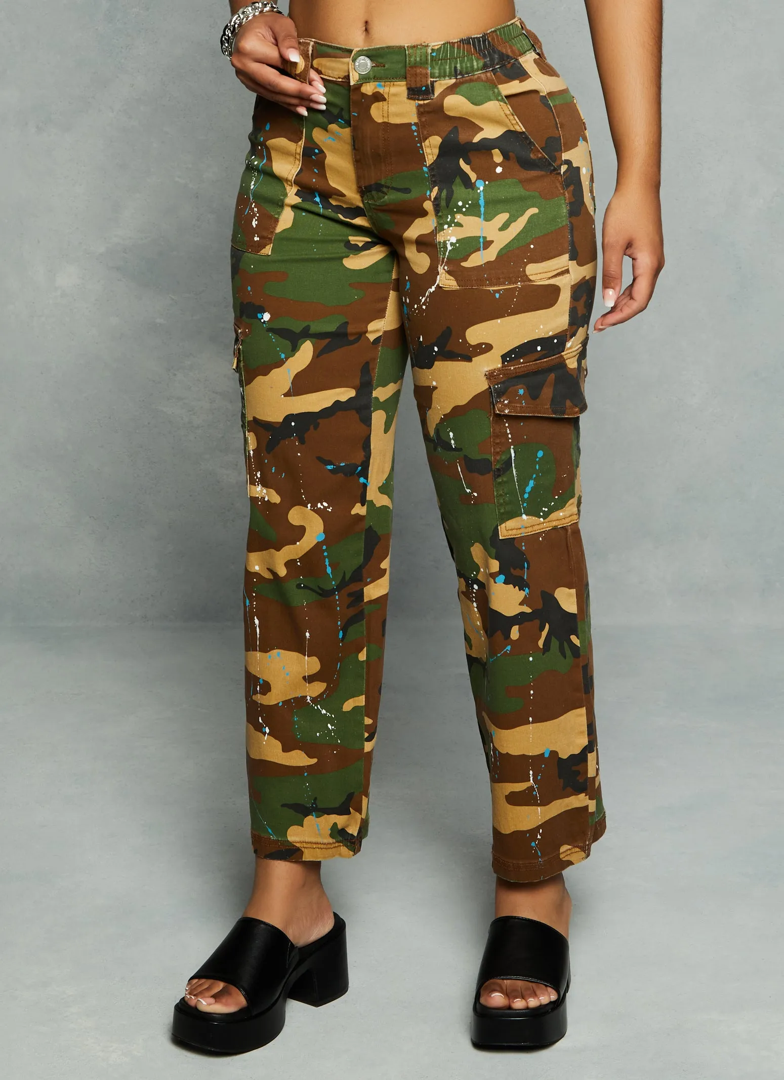 Almost Famous Camo Paint Splatter Cargo Pants