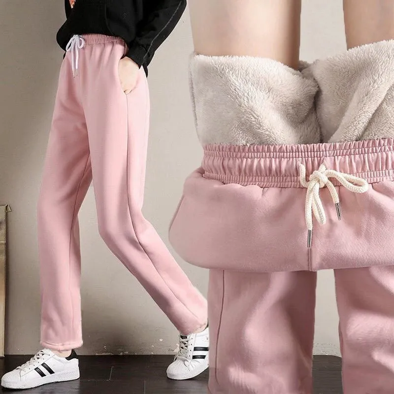Black Loose Autumn and Winter Thickening Casual Sweatpants bon