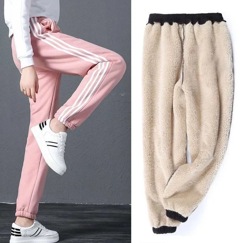 Black Loose Autumn and Winter Thickening Casual Sweatpants bon