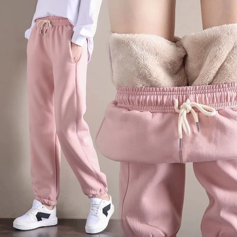 Black Loose Autumn and Winter Thickening Casual Sweatpants bon