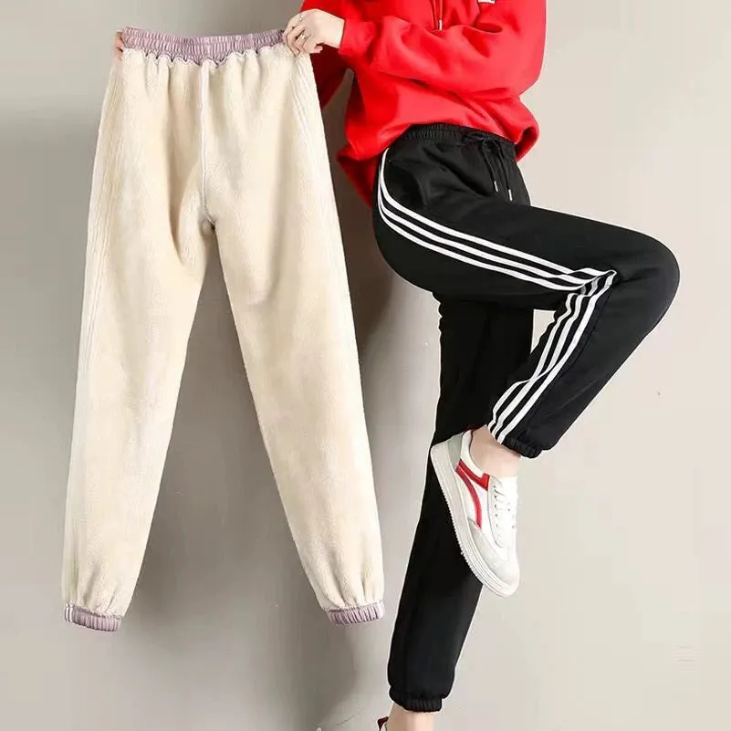 Black Loose Autumn and Winter Thickening Casual Sweatpants bon