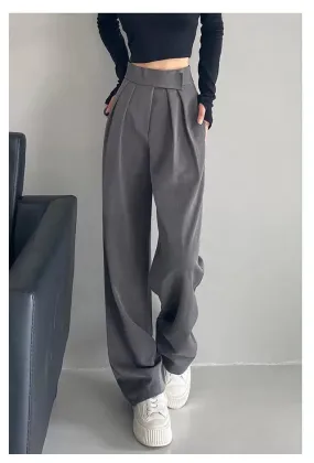 Brown Wide Leg Women Classic Suit Pants