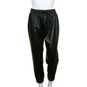 C By One Women's Leather Drawstrings Pants Slimming Jogger Sz M