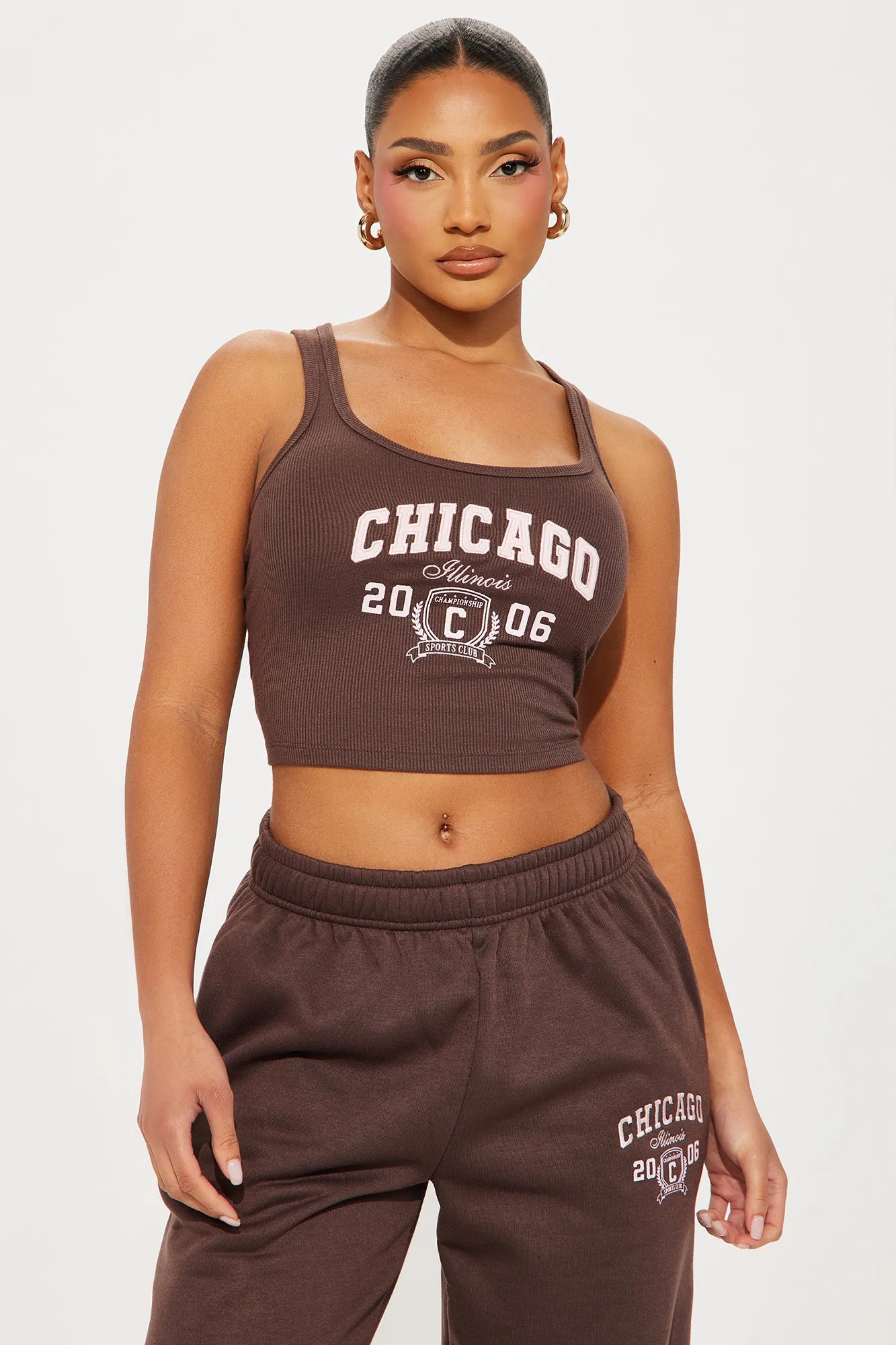 Chi Town Fleece Pant Set - Brown/combo