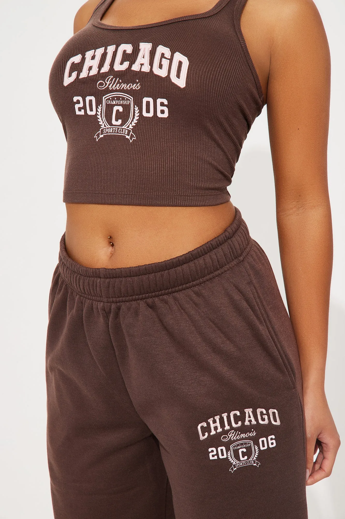 Chi Town Fleece Pant Set - Brown/combo