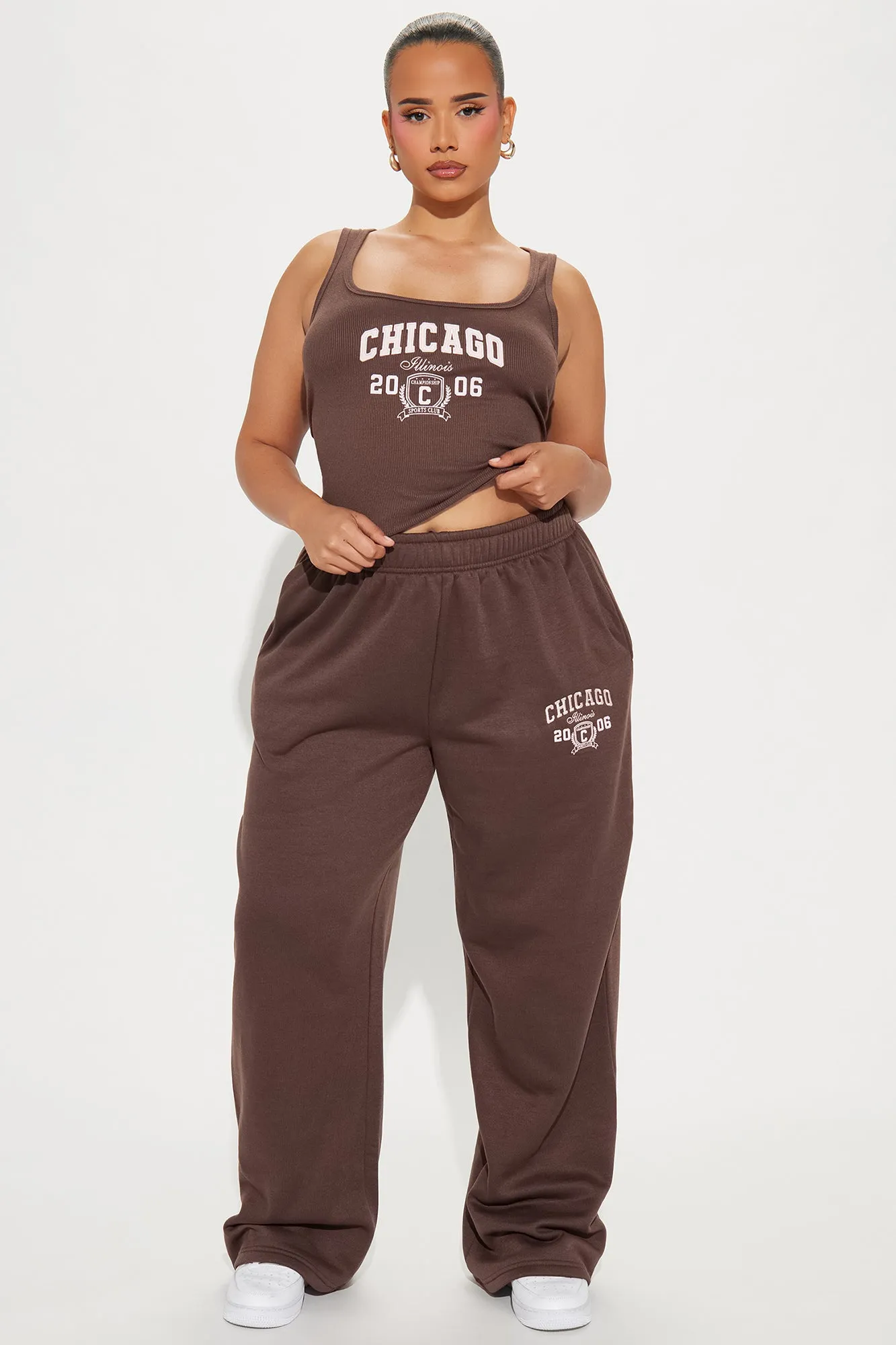 Chi Town Fleece Pant Set - Brown/combo