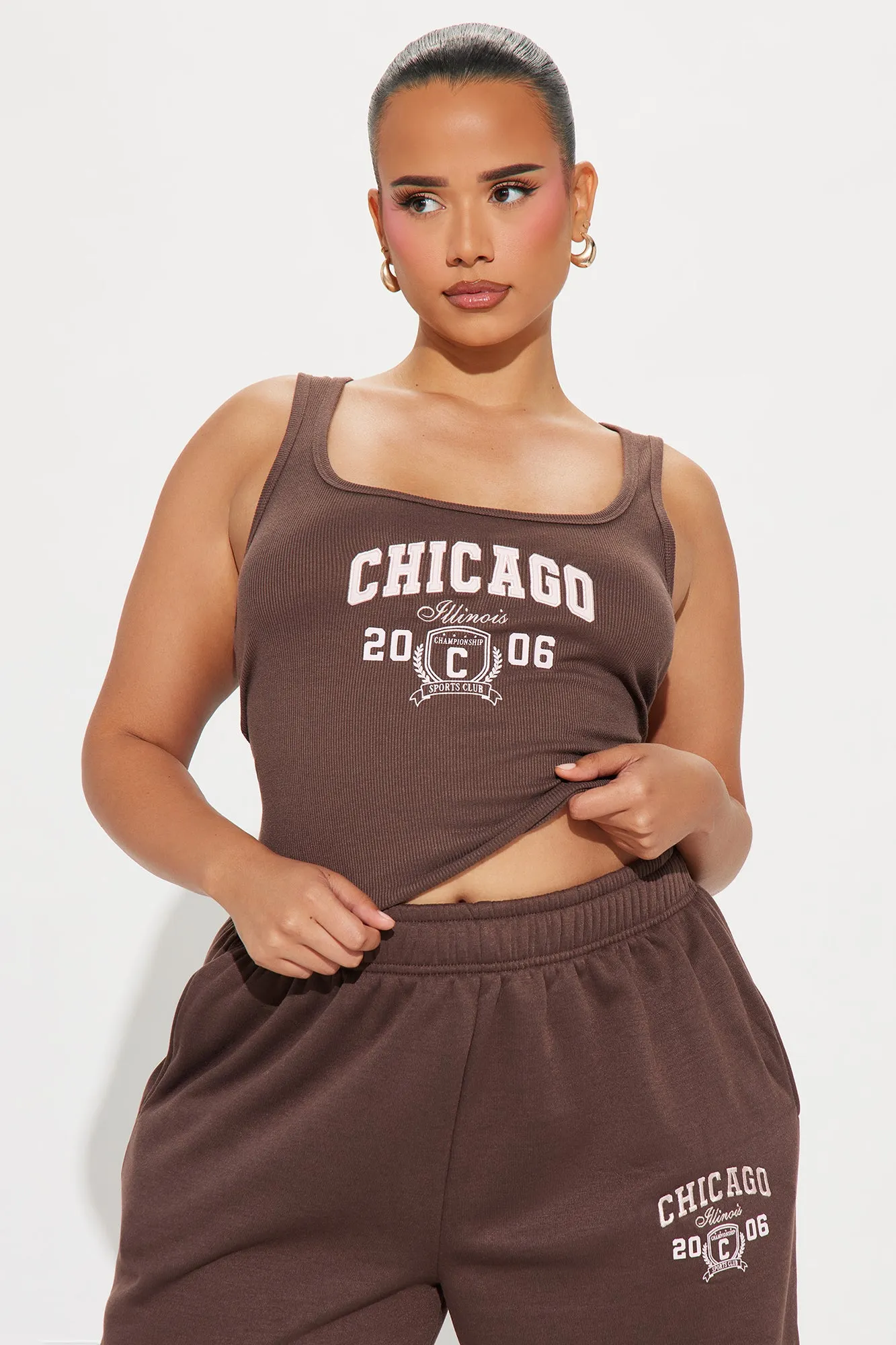 Chi Town Fleece Pant Set - Brown/combo