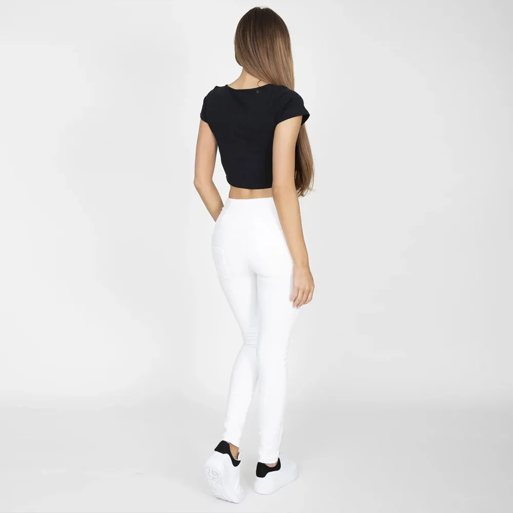 Cotton Fleece Faux Leather Pants