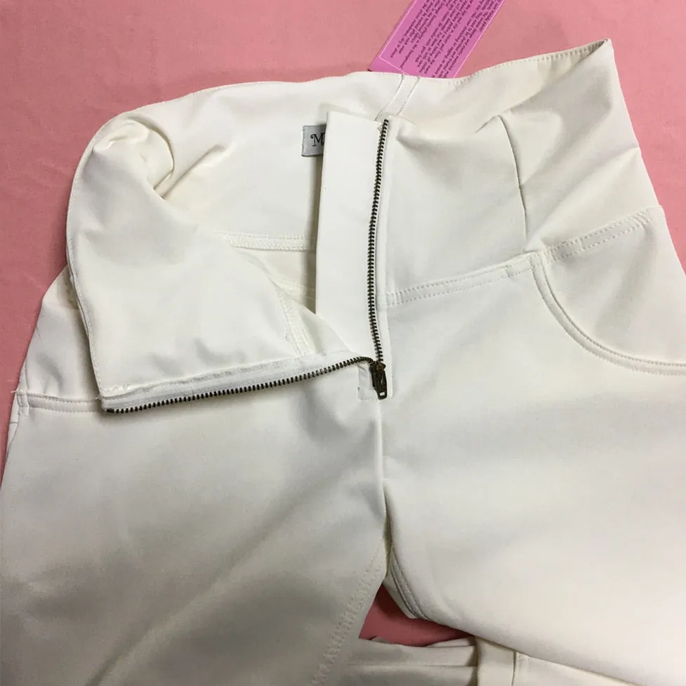 Cotton Fleece Faux Leather Pants