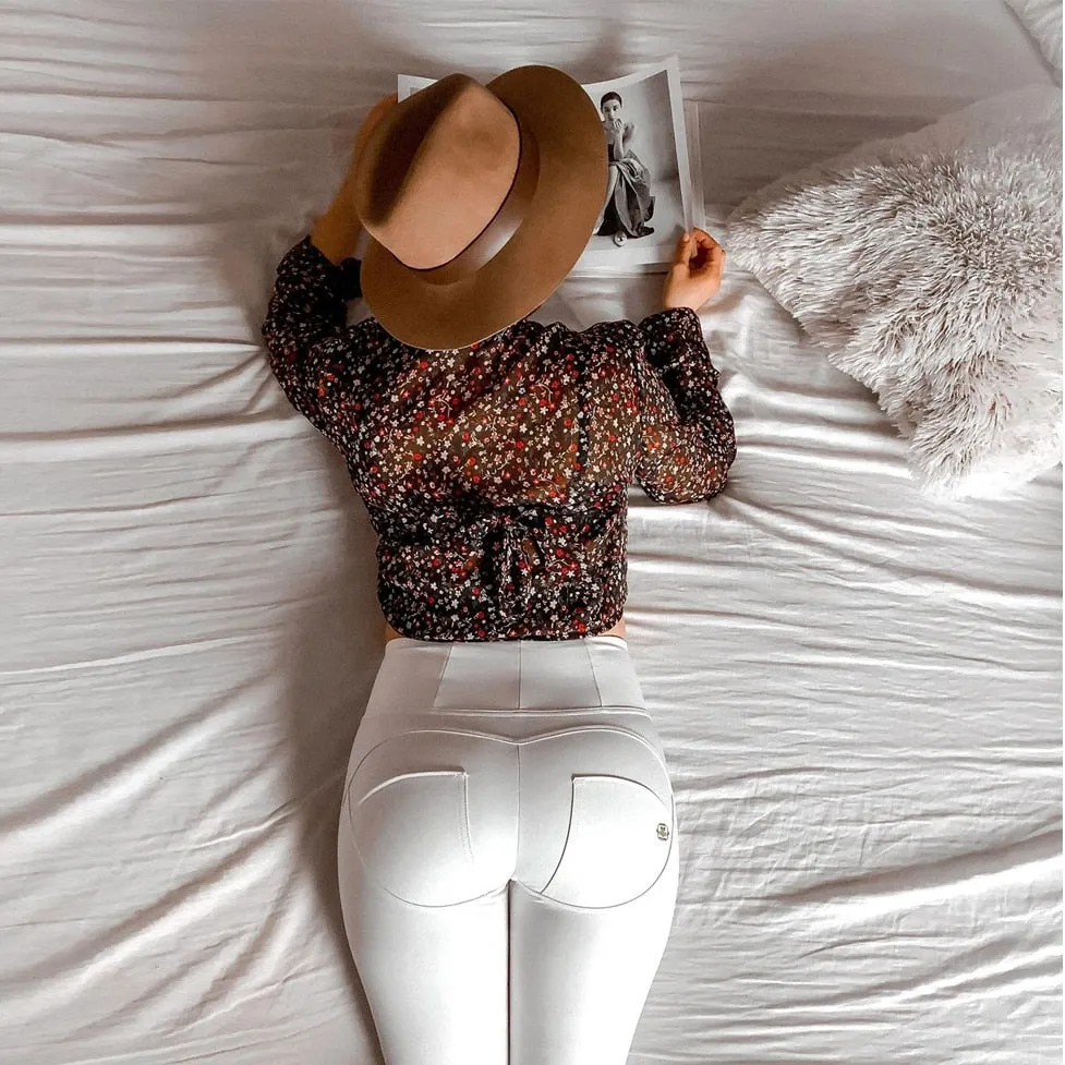 Cotton Fleece Faux Leather Pants