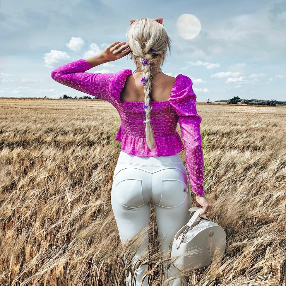 Cotton Fleece Faux Leather Pants