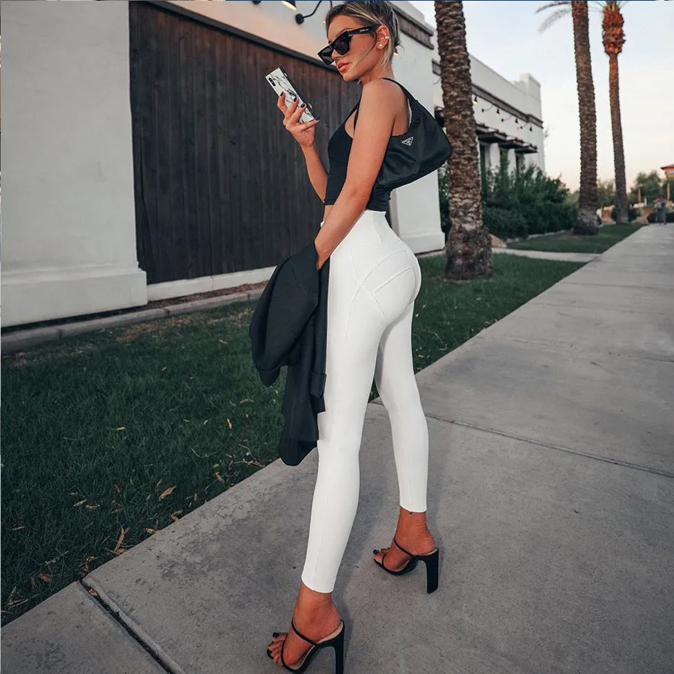 Cotton Fleece Faux Leather Pants