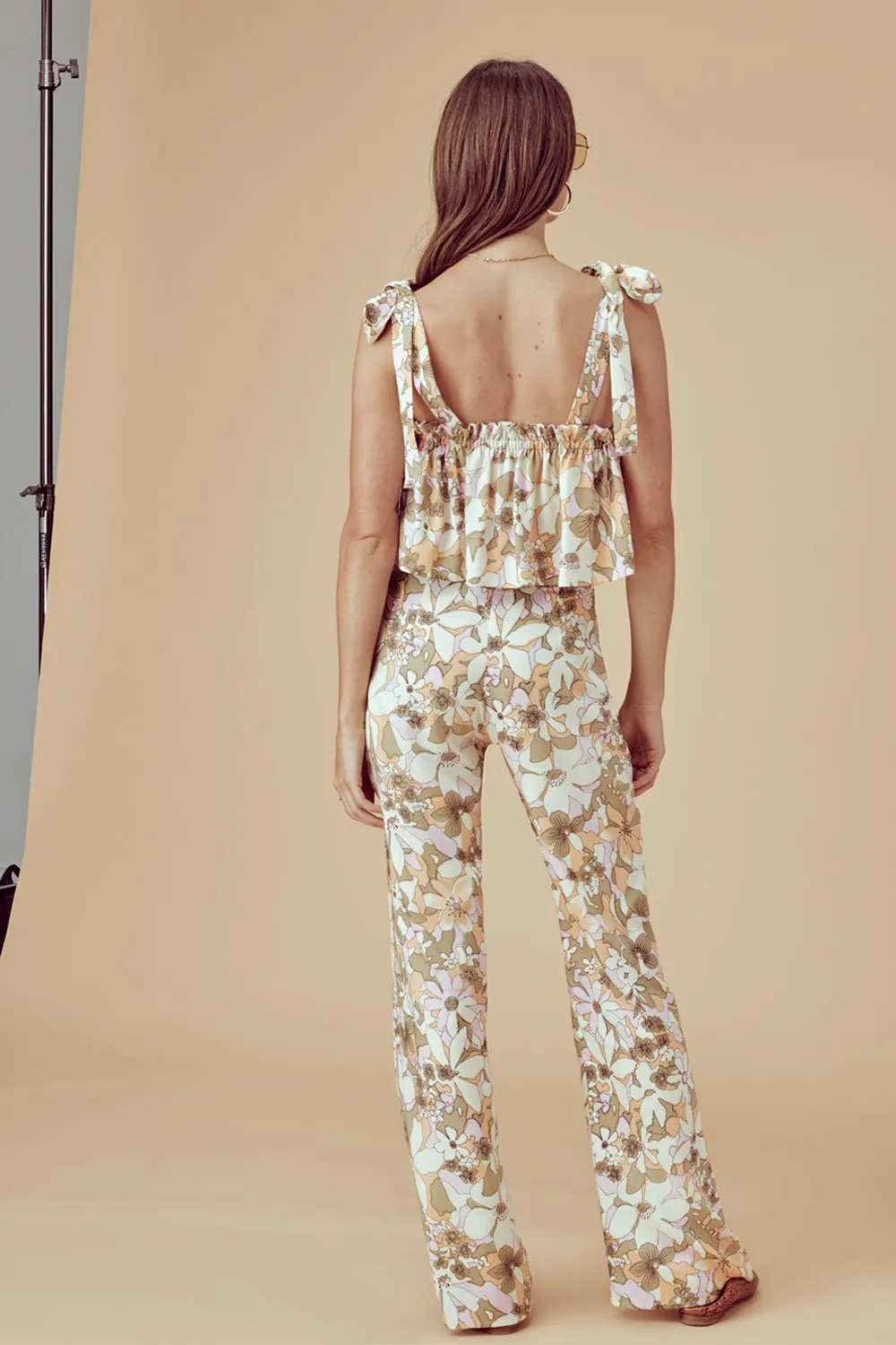 For Love and Lemons Renata Tank Top Tan Floral
