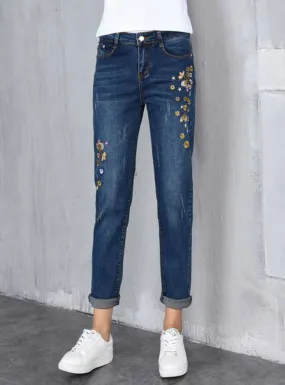 High Waist Plus Size Embroidery Harem Jeans