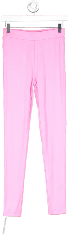 Naked Wardrobe Pink Textured Leggings UK 14
