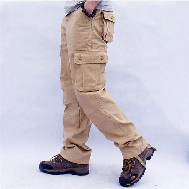 Overalls Men Cargo Pants Casual Multi Pockets Military Tactical Work Pants Pantalon Hombre Streetwear Army Straight Trousers