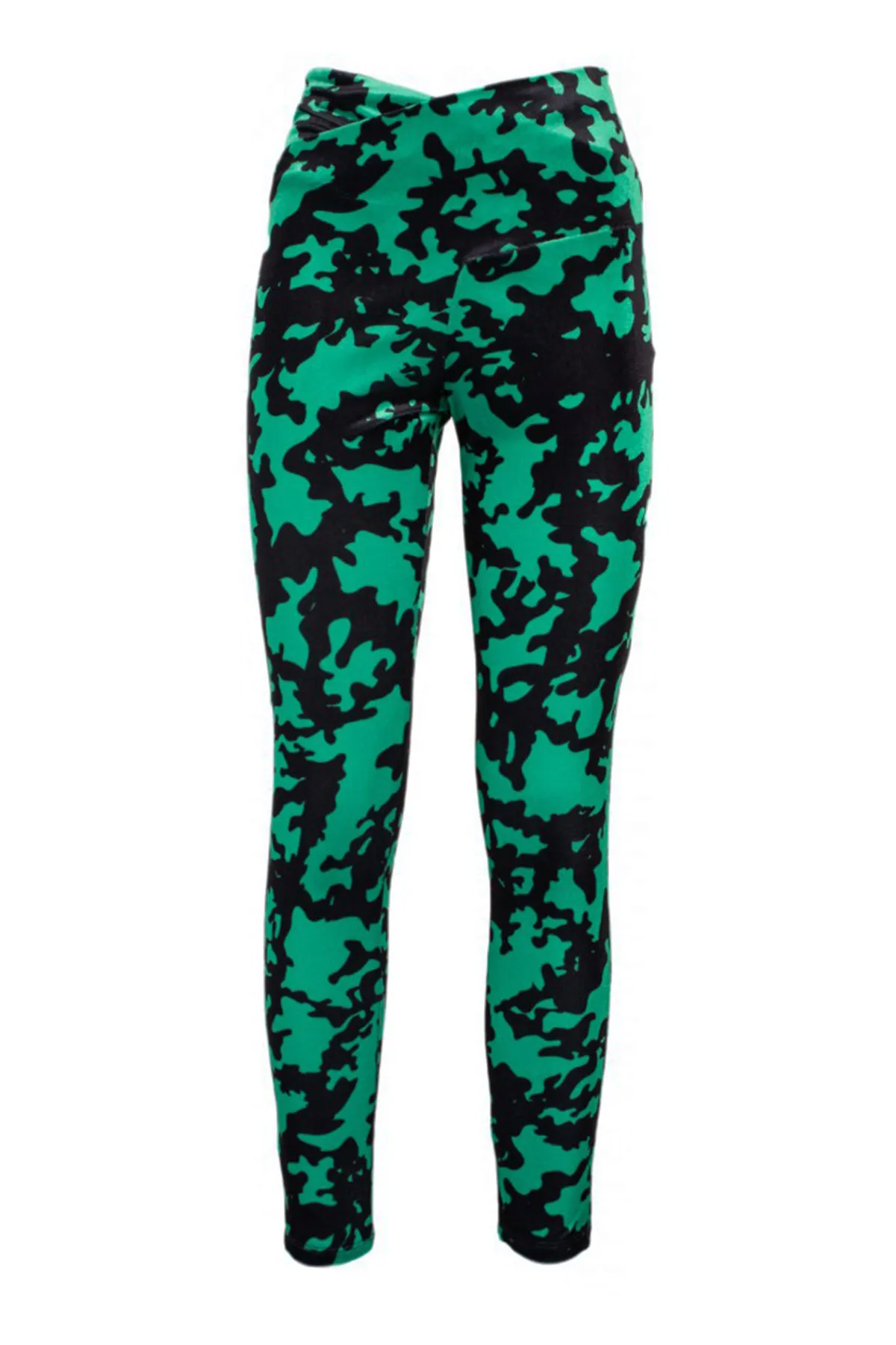 Pantalone donna leggings in ciniglia vita alta in fantasia camouflage tessuto elastico