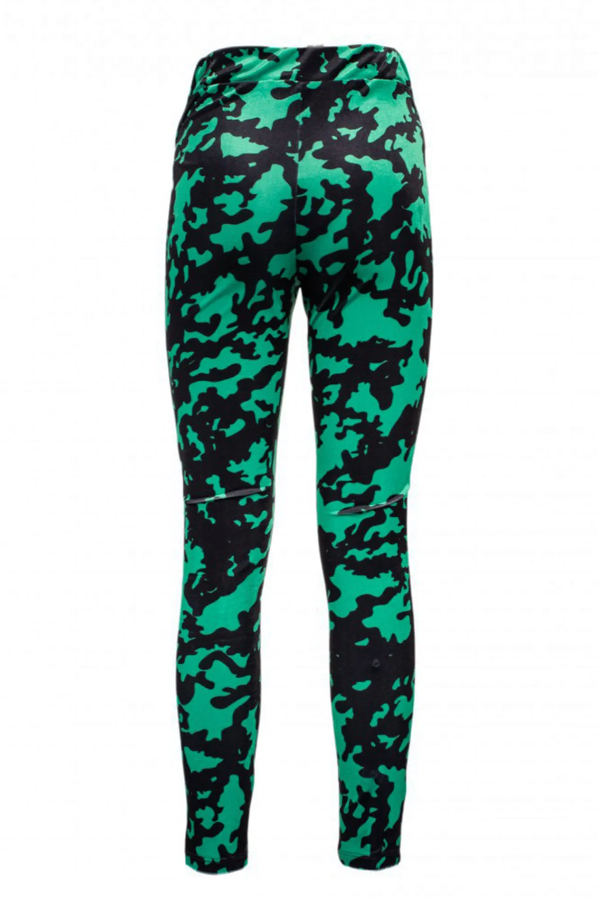 Pantalone donna leggings in ciniglia vita alta in fantasia camouflage tessuto elastico