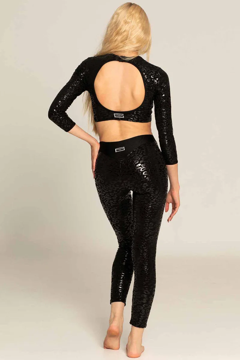 Paradise Chick Superhero Series Ultra Grip Leggings - Black Leopard
