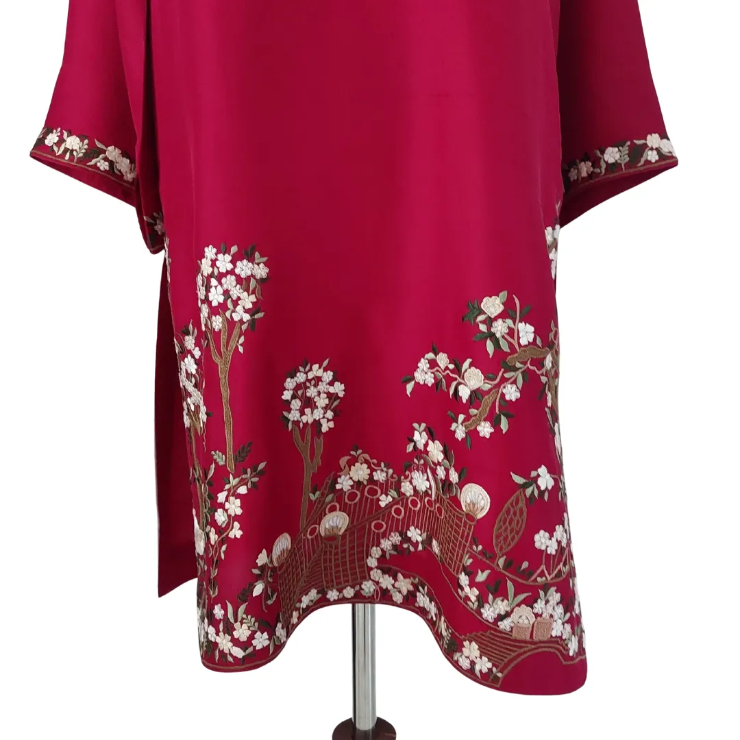 Shamsha Hashwani Maroon Embroidered Silk Outfit (3 pieces) | Pre Loved |
