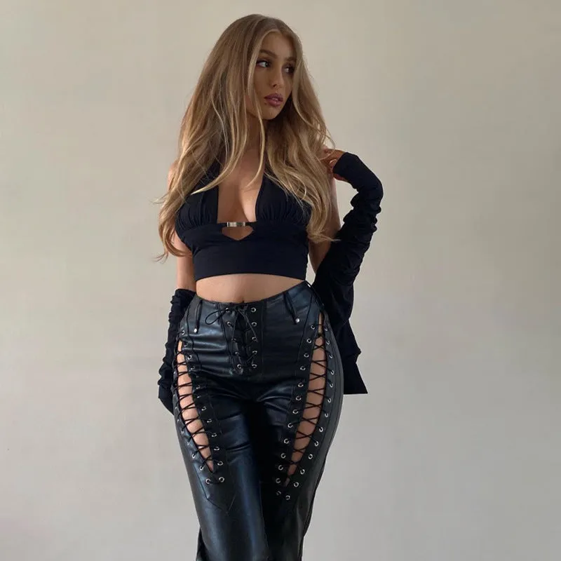 Skinny Lace-up Strings Pants