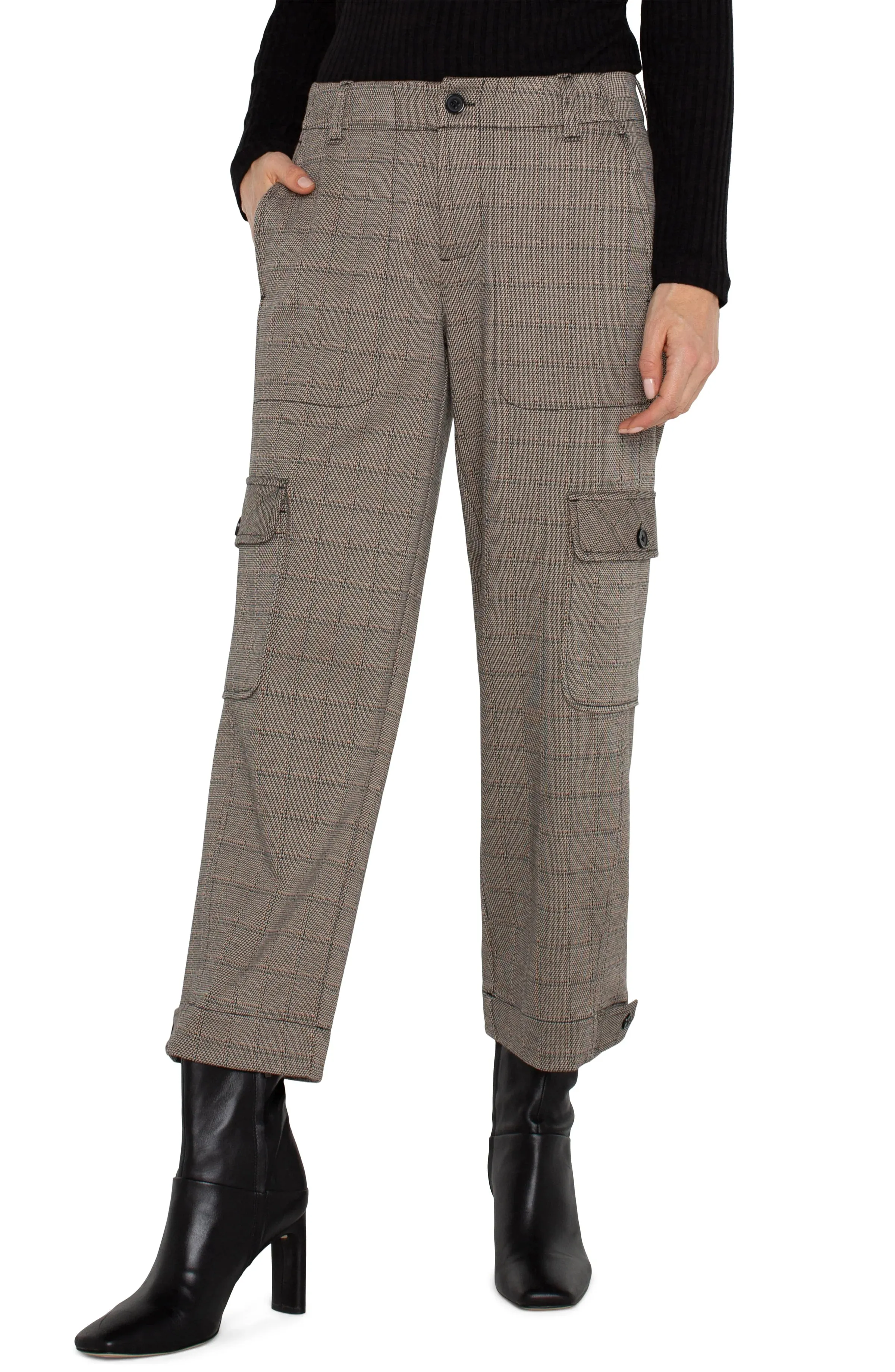 Utility Crop Cargo Pant in Peppercorn Plaid