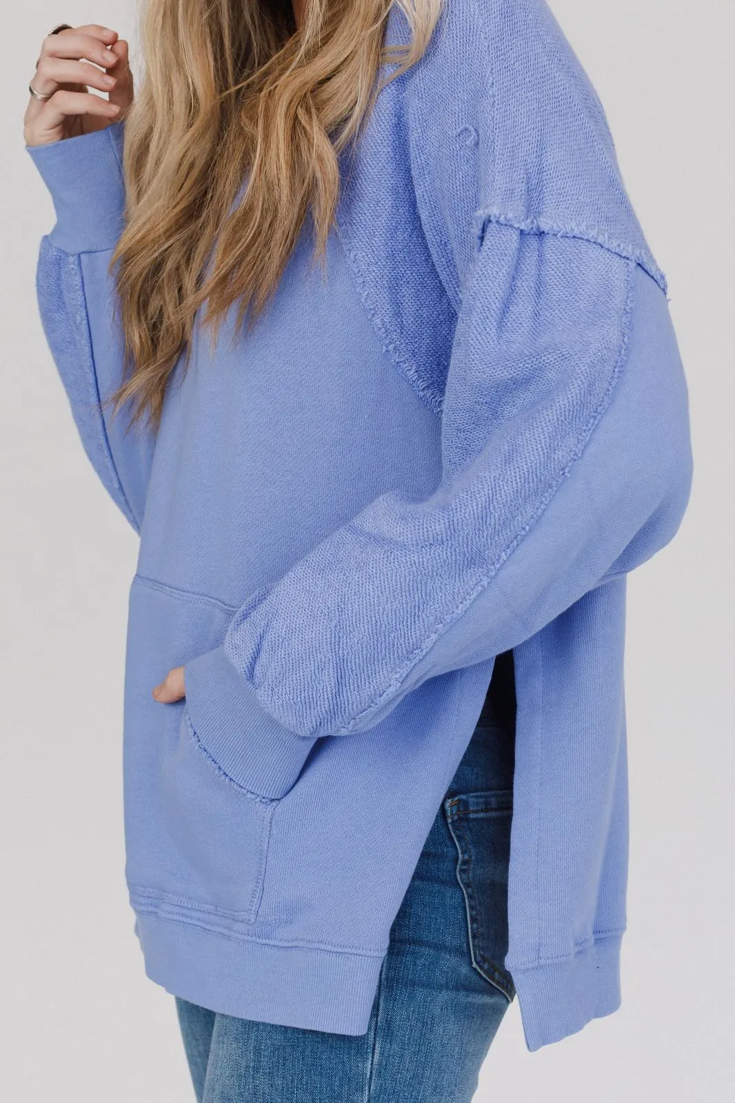 Whisper Willow Raw Edge Pullover - Blue