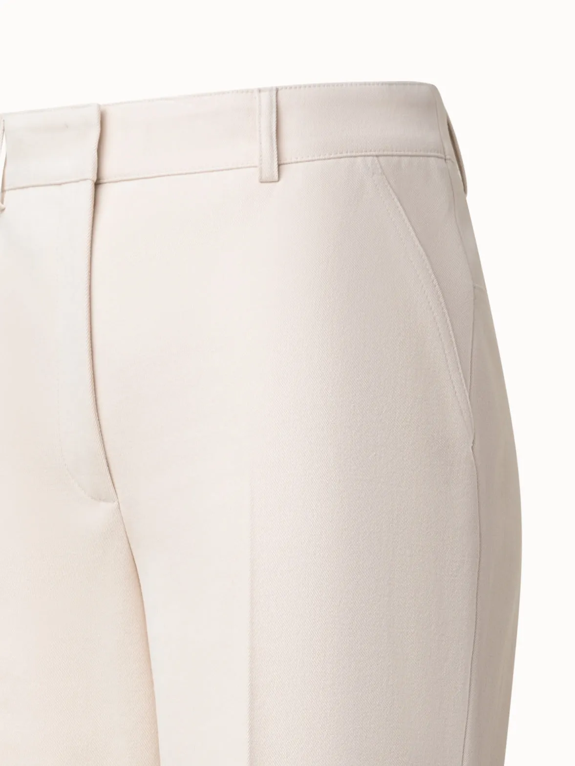 Wide Straight Cotton Wool Gabardine Pants