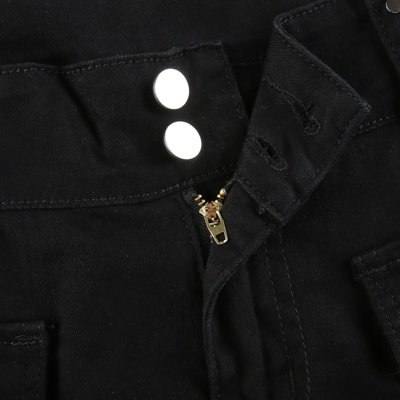 Women's Spring/Autumn Punk Gothic Low Waist Pants with Rivets