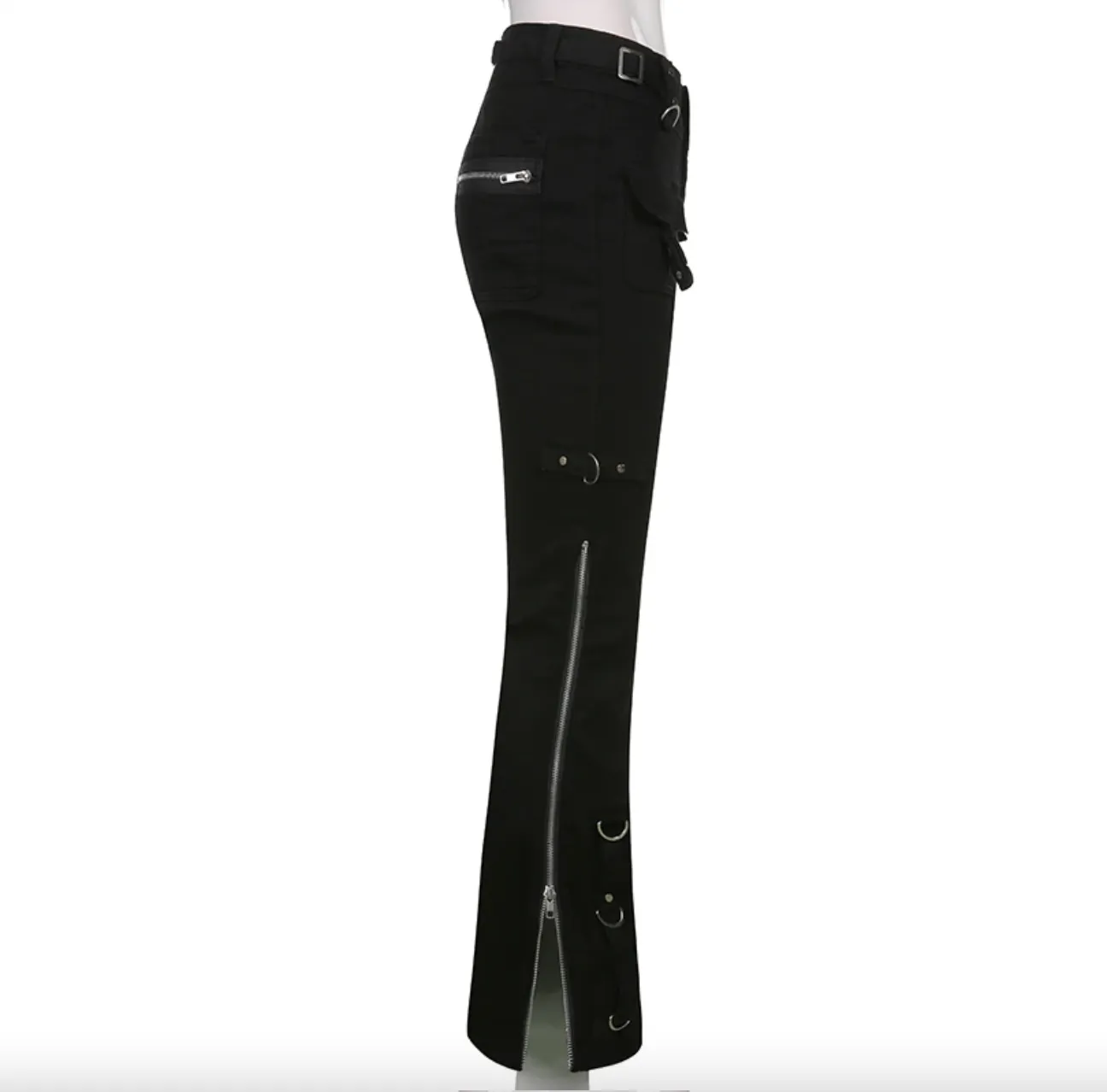 Women's Spring/Autumn Punk Gothic Low Waist Pants with Rivets