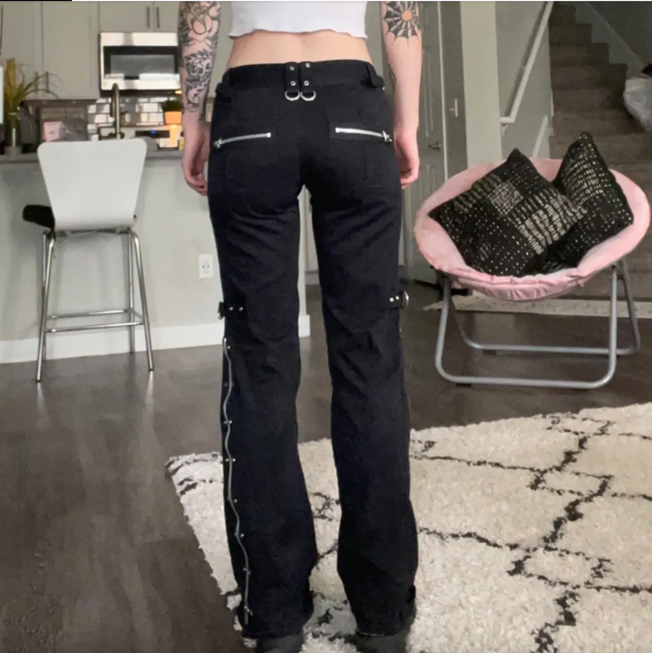 Women's Spring/Autumn Punk Gothic Low Waist Pants with Rivets