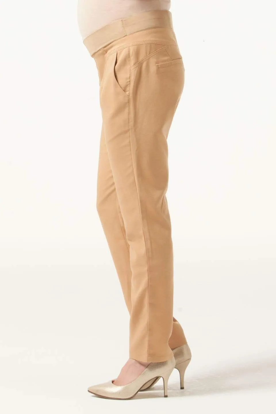 Woven Maternity Pants Emma Regular Straight Camel