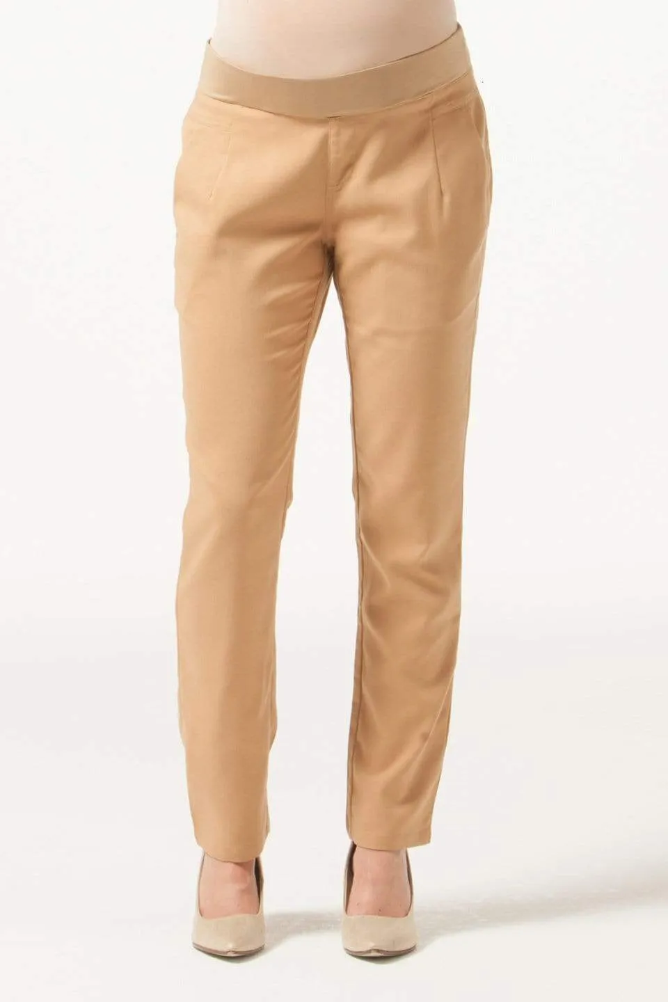 Woven Maternity Pants Emma Regular Straight Camel